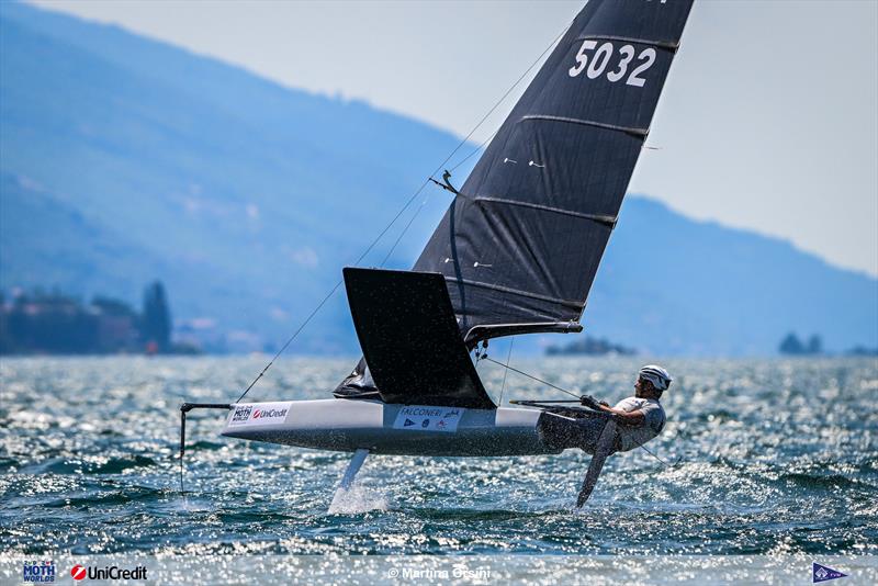 International Moth Worlds at Fraglia Vela Malcesine Day 5 photo copyright Martina Orsini taken at Fraglia Vela Malcesine and featuring the International Moth class