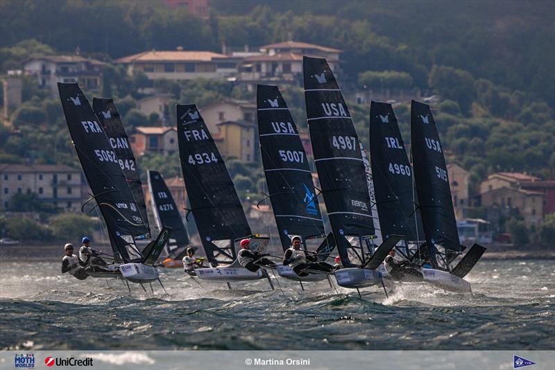 Fleet start - International Moth Class - Lake Garda, Italy - July 2025 photo copyright Martina Orsini taken at Vela Club Campione del Garda and featuring the International Moth class