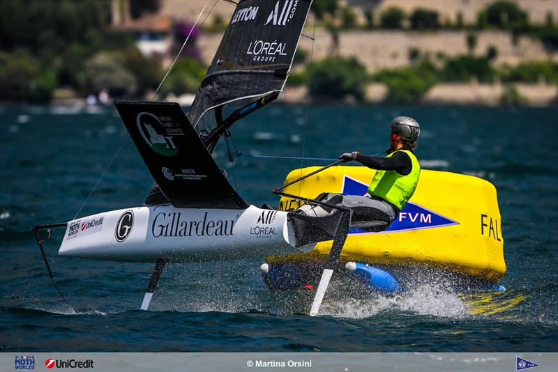 Enzo Belanger (FRA) - International Moth Class - Lake Garda, Italy - July 2025 photo copyright Martina Orsini taken at Vela Club Campione del Garda and featuring the International Moth class