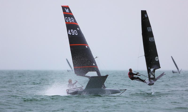 GBR 490 Alex Adams round the Race 9 leeward gate on Wetsuit Outlet International Moth UK Championship Day 4 photo copyright Mark Jardine taken at Royal Torbay Yacht Club and featuring the International Moth class