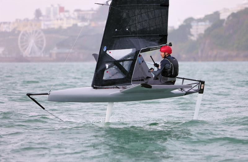 GBR 4992 Dan Ward on Wetsuit Outlet International Moth UK Championship Day 4 photo copyright Mark Jardine taken at Royal Torbay Yacht Club and featuring the International Moth class