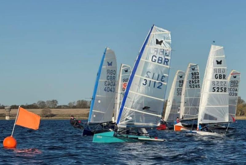 International Moth Lowrider Inlands 2025 - The Fleet jockeying at the start photo copyright Vanessa Wwedon-Jones taken at Grafham Water Sailing Club and featuring the International Moth class
