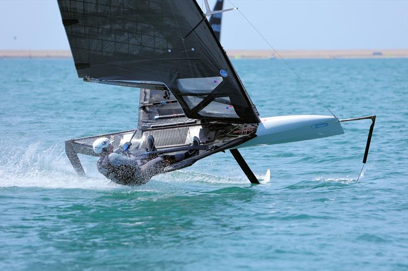 Wetsuit Outlet International Moth UK Nationals at the WPNSA Day 4 - GBR 4837 Doug Pybus at the Race 11 windward gate photo copyright Mark Jardine taken at Weymouth & Portland National Sailing Academy and featuring the International Moth class