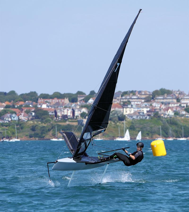 Wetsuit Outlet International Moth UK Nationals at the WPNSA Day 4 - GBR 4637 Paul Gliddon finishes 3rd in Race 9 photo copyright Mark Jardine taken at Weymouth & Portland National Sailing Academy and featuring the International Moth class