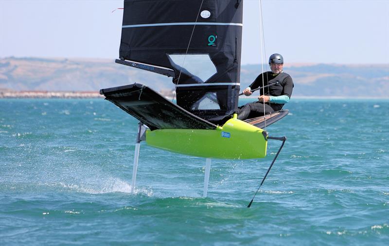 Wetsuit Outlet International Moth UK Nationals at the WPNSA Day 4 - GBR 4719 Graham Bridge finishes Race 10 photo copyright Mark Jardine taken at Weymouth & Portland National Sailing Academy and featuring the International Moth class