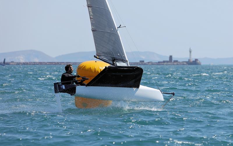 Wetsuit Outlet International Moth UK Nationals at the WPNSA Day 4 - GBR 4485 during Race 9 photo copyright Mark Jardine taken at Weymouth & Portland National Sailing Academy and featuring the International Moth class