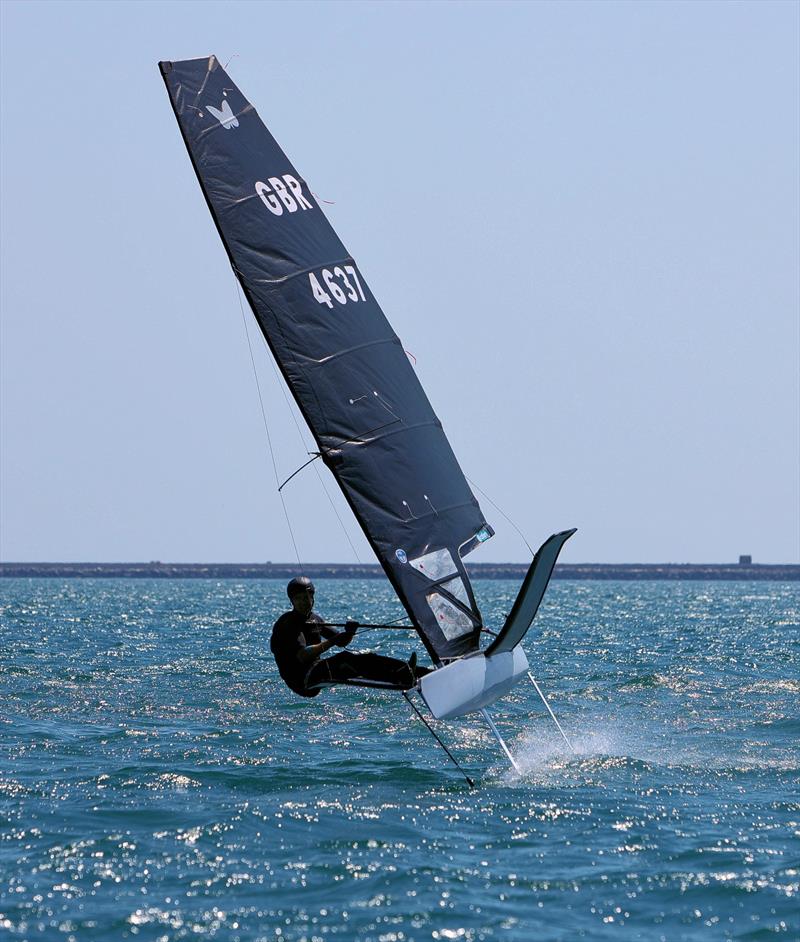 Wetsuit Outlet International Moth UK Nationals at the WPNSA Day 4 - GBR 4637 Paul Gliddon approaches the Race 10 leeward gate photo copyright Mark Jardine taken at Weymouth & Portland National Sailing Academy and featuring the International Moth class