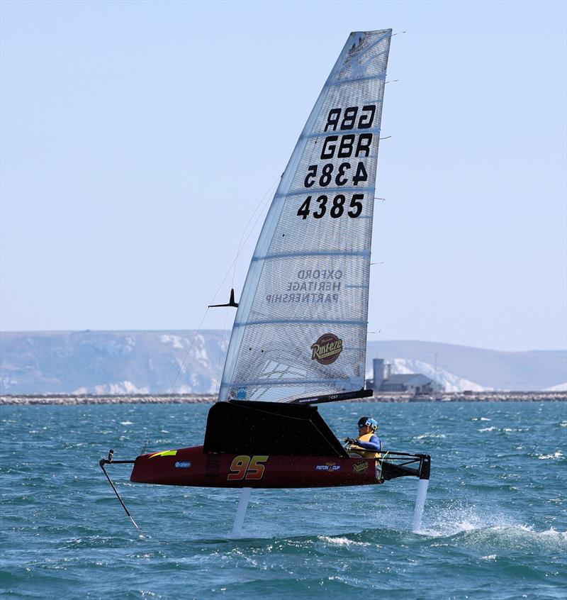 Wetsuit Outlet International Moth UK Nationals at the WPNSA Day 4 - GBR 4385 Grant Blake upwind during Race 10 photo copyright Mark Jardine taken at Weymouth & Portland National Sailing Academy and featuring the International Moth class