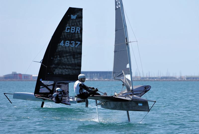 Wetsuit Outlet International Moth UK Nationals at the WPNSA Day 4 - GBR 3995 Simon Goodwin at the Race 11 windward gate photo copyright Mark Jardine taken at Weymouth & Portland National Sailing Academy and featuring the International Moth class