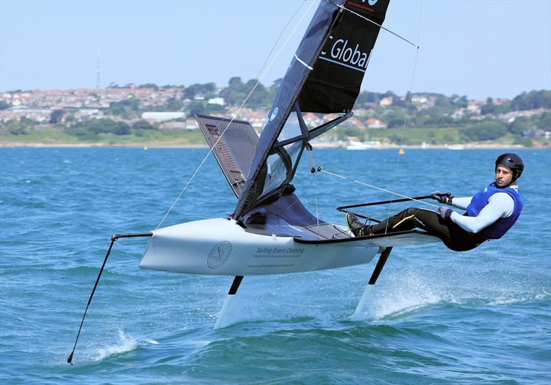 Wetsuit Outlet International Moth UK Nationals at the WPNSA Day 4 - GBR 5250 Kyle Stoneham wins Race 9 photo copyright Mark Jardine taken at Weymouth & Portland National Sailing Academy and featuring the International Moth class