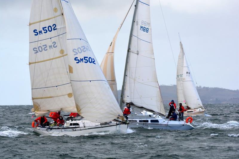 Coromandel 3 and Hot Prospect jostle for the start of a Division 1 race at the North Sails IOR Cup photo copyright Mark Ballard taken at Bellerive Yacht Club and featuring the IOR class