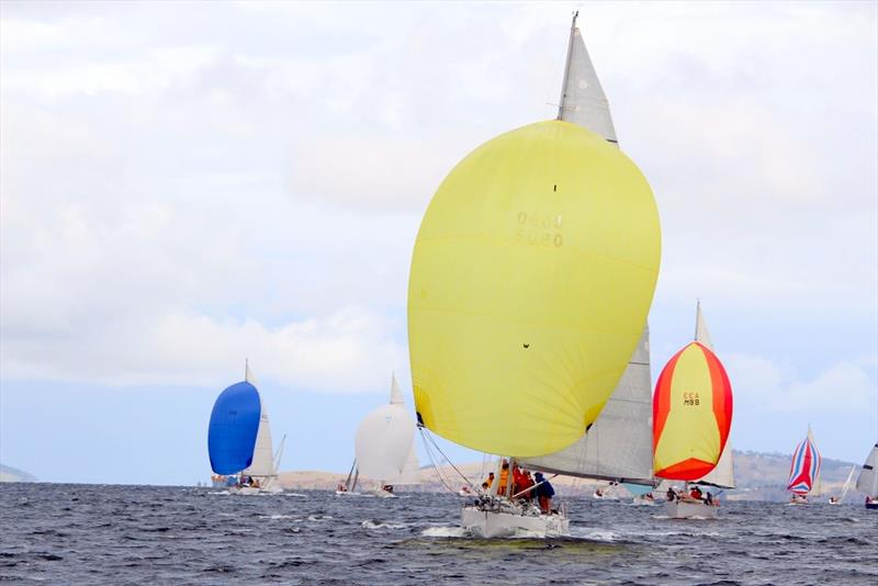 BYC Commodore Graham Mansfield's Dubois 40 Black Magic leading the fleet photo copyright Peter Watson taken at Bellerive Yacht Club and featuring the IOR class