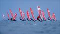 The men's field of the iQFOiL Games at Kieler Woche on a course race with Fabian Wolf from Kiel in the blue jersey