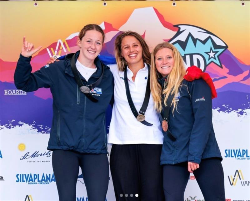 Women's podium - 2021 iQFOiL World Championship photo copyright Rachele Vitello taken at  and featuring the iQFoil class