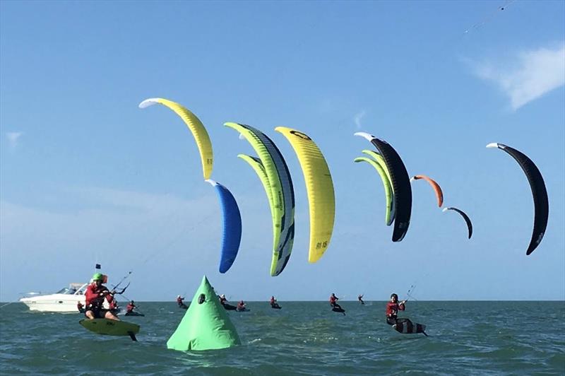 The view from the pin end of the starting line photo copyright John Kollar taken at St. Petersburg Yacht Club, Florida and featuring the iQFoil class