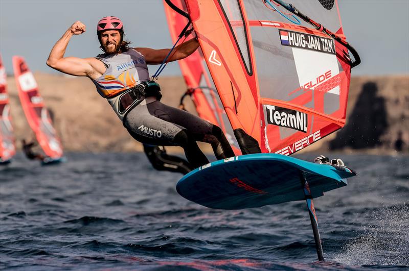Huig Jan Tak (NED) leads the overall men's classification - Lanzarote International Regatta 2022 photo copyright Sailing Energy taken at  and featuring the iQFoil class