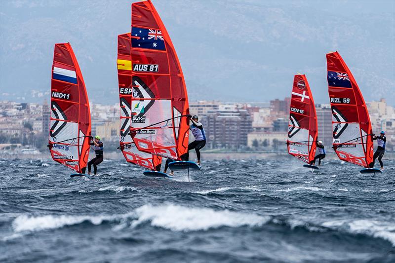 Grae Morris foiling in big winds in Palma  - Princess Sofia Trophy photo copyright Beau Outteridge taken at  and featuring the iQFoil class