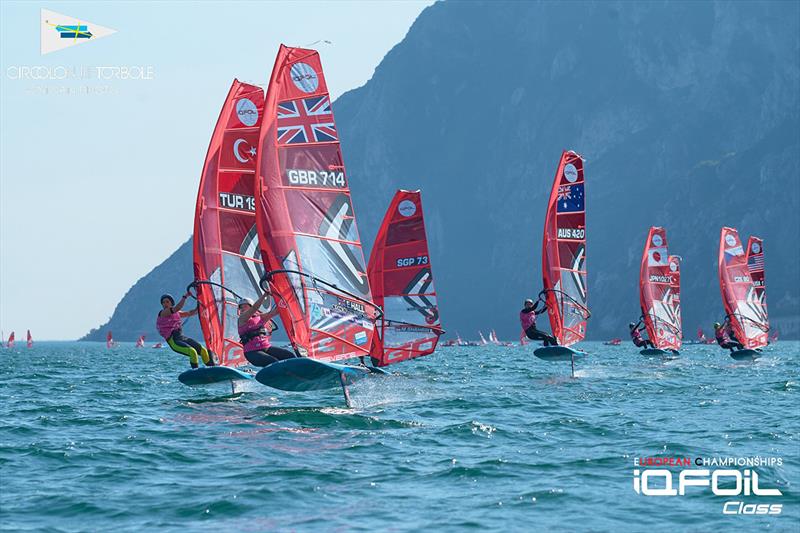 Samantha Costin among the action at iQFOiL European Championships  photo copyright Moan Photo taken at Circolo Vela Torbole and featuring the iQFoil class