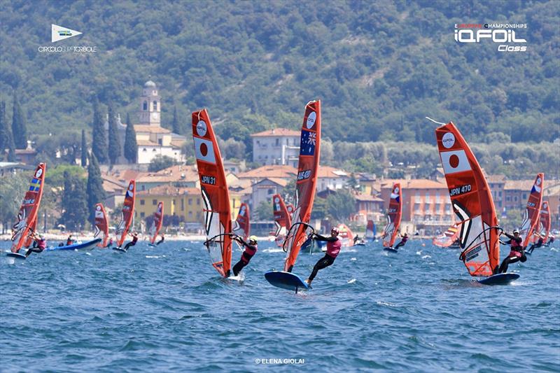 Samantha Costin holds her own in the Silver fleet - iQFOiL European Championships photo copyright Moan Photos taken at Circolo Vela Torbole and featuring the iQFoil class