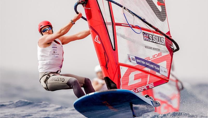 Sam Sills (GBR), Great Britain, unbeatable on the first day in Lanzarote  photo copyright Sailing Energy taken at  and featuring the iQFoil class
