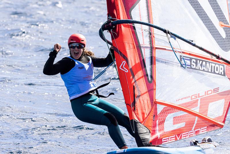 Sharon Kantor (ISR), new leader on iQFOiL Lanzarote International Games day 3 photo copyright Sailing Energy taken at Lanzarote Sailing Center and featuring the iQFoil class