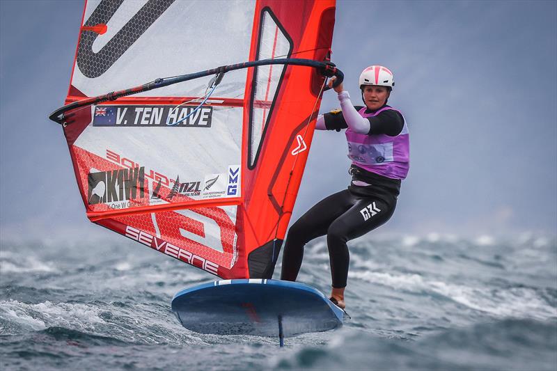 Veerle ten Have (NZL) - Day 2 - iQFOiL Europeans in Patras, Greece, May 2023 photo copyright Sailing Energy taken at  and featuring the iQFoil class