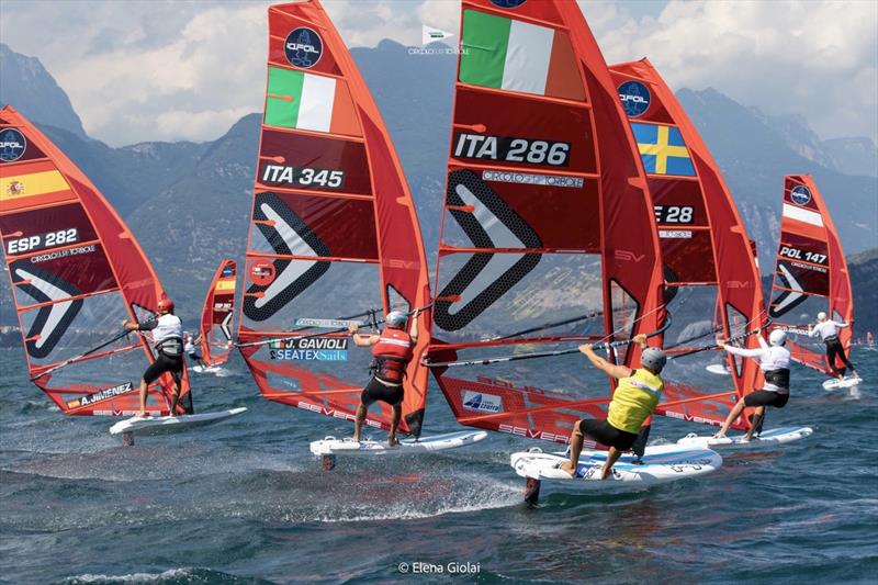 iQFoil Youth and Junior Europeans day 4 photo copyright Elena Giolai taken at Circolo Surf Torbole and featuring the iQFoil class