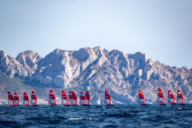 iQFoil fleet - Paris 2024 Olympic Sailing Test Event, Marseille, France - Day 6 - July 14, 2023 - photo © Vincent Curutchet / World Sailing