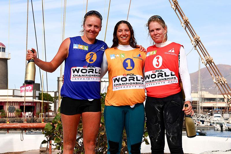 Emma Wilson, Sharon Kantor and Katy Spychakov - 2024 iQFOiL World Championships - photo © Sailing Energy / Marina Rubicón