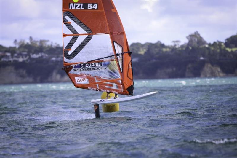 Sofia Currie  - Girls' iQFoil - Yachting New Zealand Youth Trials - Murrays Bay SC - April 2024 photo copyright Jacob Fewtrell Media taken at Murrays Bay Sailing Club and featuring the iQFoil class