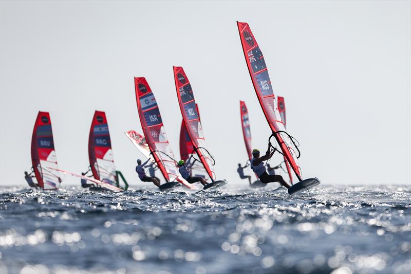 Men's iQFoil racing on July 31 in Marseille at the Paris 2024 Olympic Regatta - photo © World Sailing / Sander van der Borch