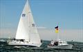 Paul Hubbard skipper of ‘Bermuda Oyster' (435) the only Bermuda boat in this year's race got one of the best starts of the day leading the 12 Class D entries over the line the second of four starts today © Talbot Wilson