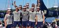 First Place – Navy Offshore Team. Left to right – Matt McClelland, Ethan Falsone, Christian Hoffman, Hayden Expericueta, Ben Van Duyne, Jonathan Hitt, Zack Bauer, Sean Caraher - 2019 U.S. Offshore Championship © US Sailin