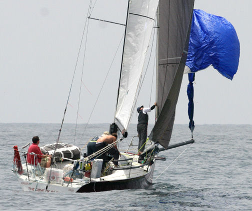 The Cone of Silence got a jump on bigger boats by setting its chute in the Div III and IV start of the Centennial Transpac 2005 photo copyright Rich Roberts taken at  and featuring the IRC class