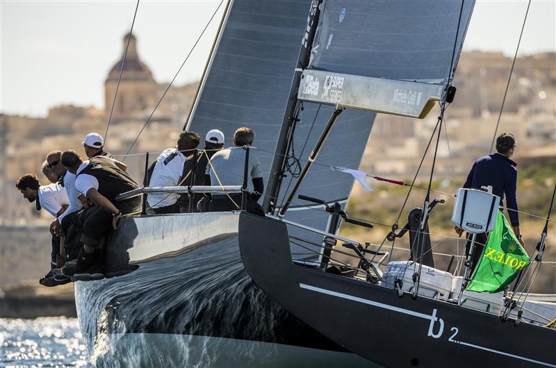 B2 (ITA) approaching the finish line in Marsamxett Harbour in the Rolex Middle Sea Race photo copyright Kurt Arrigo / Rolex taken at Royal Malta Yacht Club and featuring the IRC class