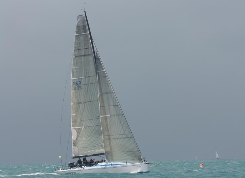 IRC Division's Tony Kirby powers into his handicap win on Day 1 of Vision Surveys Airlie Beach Race Week photo copyright Tracey Johnstone taken at Whitsunday Sailing Club and featuring the IRC class