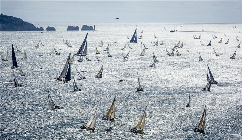 An impressive sight as The Rolex Fastnet Race fleet heads out of the Solent in the last race photo copyright Rolex / Kurt Arrigo taken at Royal Ocean Racing Club and featuring the IRC class