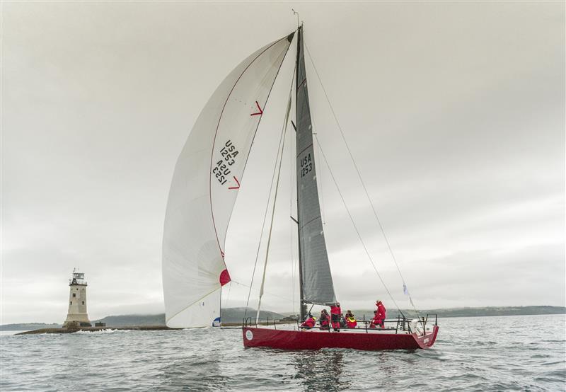Antix crossing the finish line in Plymouth during the Rolex Fastnet Race photo copyright Rolex / Kurt Arrigo taken at  and featuring the IRC class