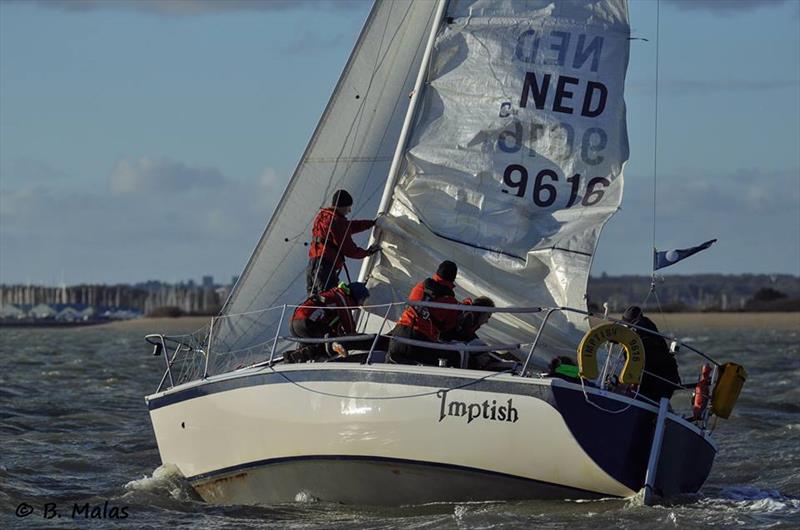 Main up for Impish during the Hamble River Wednesday Night Series - Early Bird Series race 2 photo copyright Betrand Malas taken at Hamble River Sailing Club and featuring the IRC class