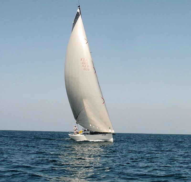 Line honours for Hannes Waimer's Atari 7 in the Dubai to Muscat Race photo copyright Ulas Atay / Globalist taken at  and featuring the IRC class