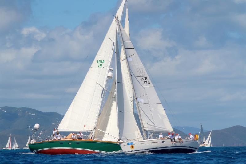 Racing in CSA Jib & Main, John Evans' Little Harbor, Jasmine and Keith LiGreci's Jeanneau 40 Sun Odyssey, Girasoli on day 1 of the BVI Spring Regatta - photo © BVISR / www.ingridabery.com