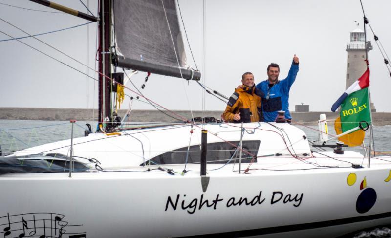 In the 2013 Rolex Fastnet Race the father and son team, Pascal and Alexis Loisin on their JPK 10.10 Night and Day became the first ever doublehanded winner photo copyright Rolex / Kurt Arrigo taken at Royal Ocean Racing Club and featuring the IRC class