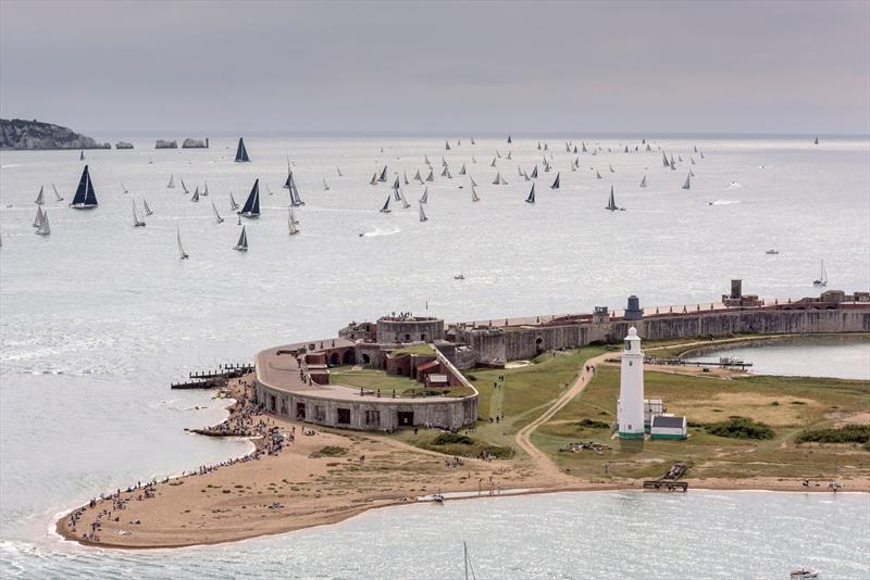 Passing Hurst Castle in the 2015 Rolex Fastnet Race photo copyright Rolex / Kurt Arrig taken at Royal Ocean Racing Club and featuring the IRC class