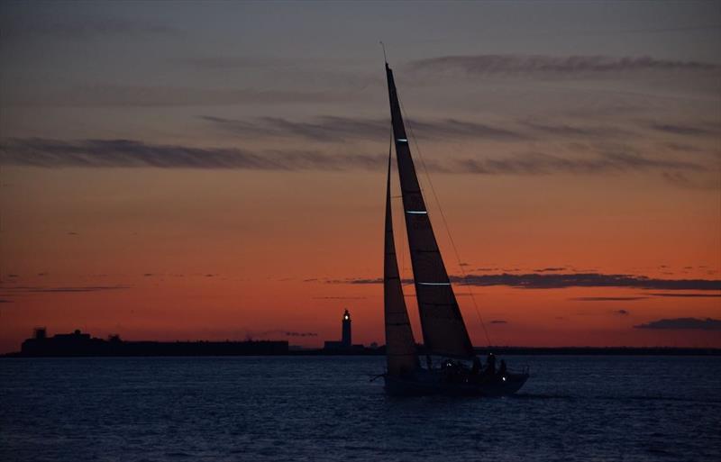Sunset from on board Lady Mariposa during the RORC Cherbourg Race photo copyright Lady Mariposa Racing taken at Royal Ocean Racing Club and featuring the IRC class