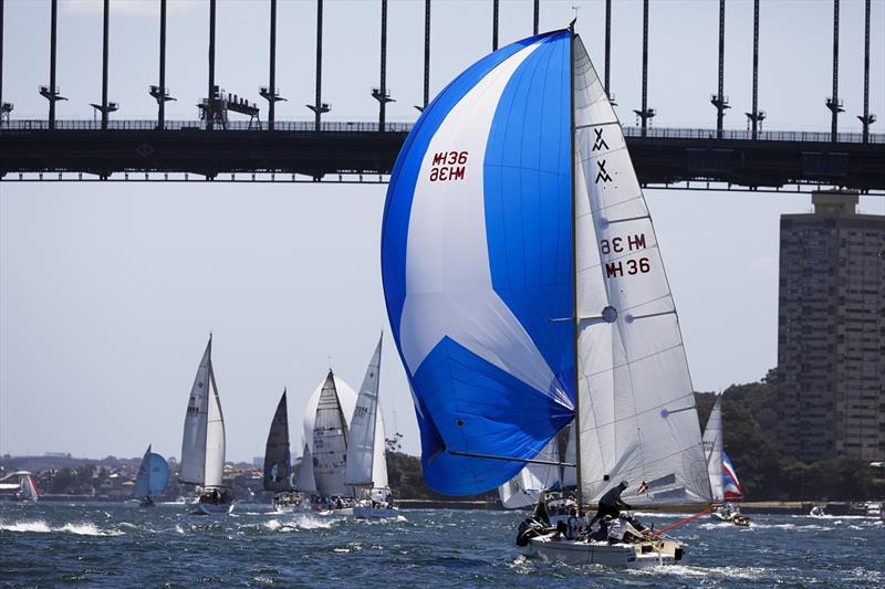 Seven Islands competitors head under Sydney Harbour Bridge during the Sydney Short Ocean Racing Championship photo copyright Allan Coker taken at Middle Harbour Yacht Club and featuring the IRC class