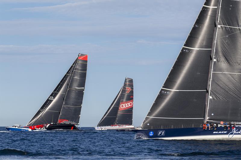 (l-r) Comanche, Wild Oats XI & Black Jack after the 2018 Noakes Sydney Gold Coast Yacht Race start - photo © Andrea Francolini