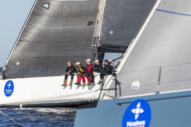 Koa (white) and Celestial's bow after the 2018 Noakes Sydney Gold Coast Yacht Race start photo copyright Andrea Francolini taken at Cruising Yacht Club of Australia and featuring the IRC class