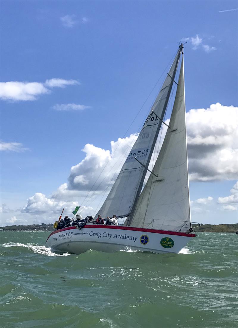 Scaramouche beating out of the Solent photo copyright Lou Johnson taken at  and featuring the IRC class