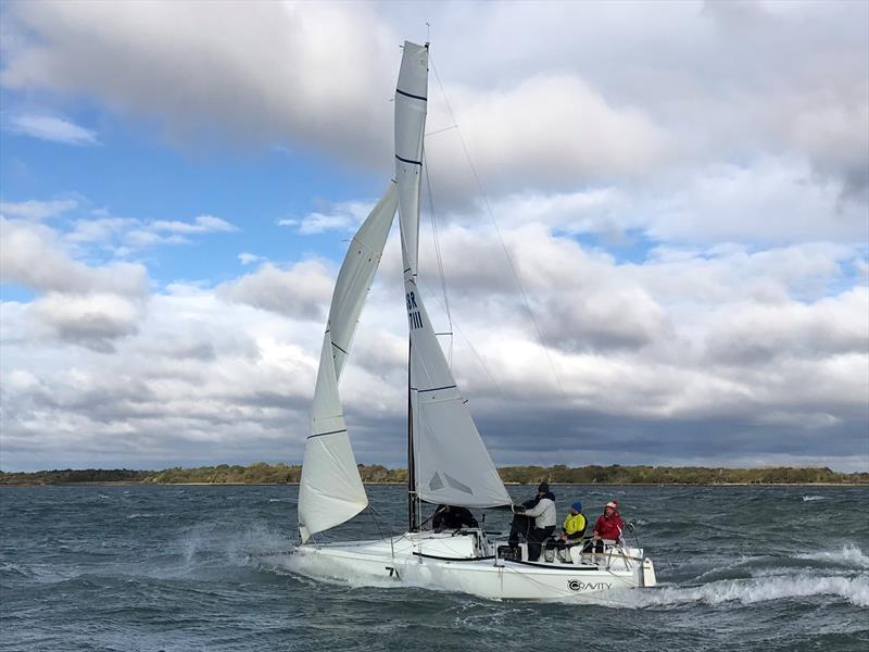 Gravity, Ronan Grealish and Simon Mcarthy's modified Hunter 707 wins Class 1 in LTSC Solent Circuit Race 4 photo copyright Robin Milledge taken at Lymington Town Sailing Club and featuring the IRC class