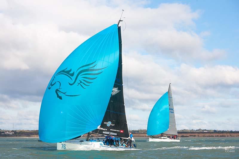 Pegasus and Skirmisher during week 4 of the HYS Hamble Winter Series photo copyright Hamo Thornycroft / www.yacht-photos.co.uk taken at Hamble River Sailing Club and featuring the IRC class
